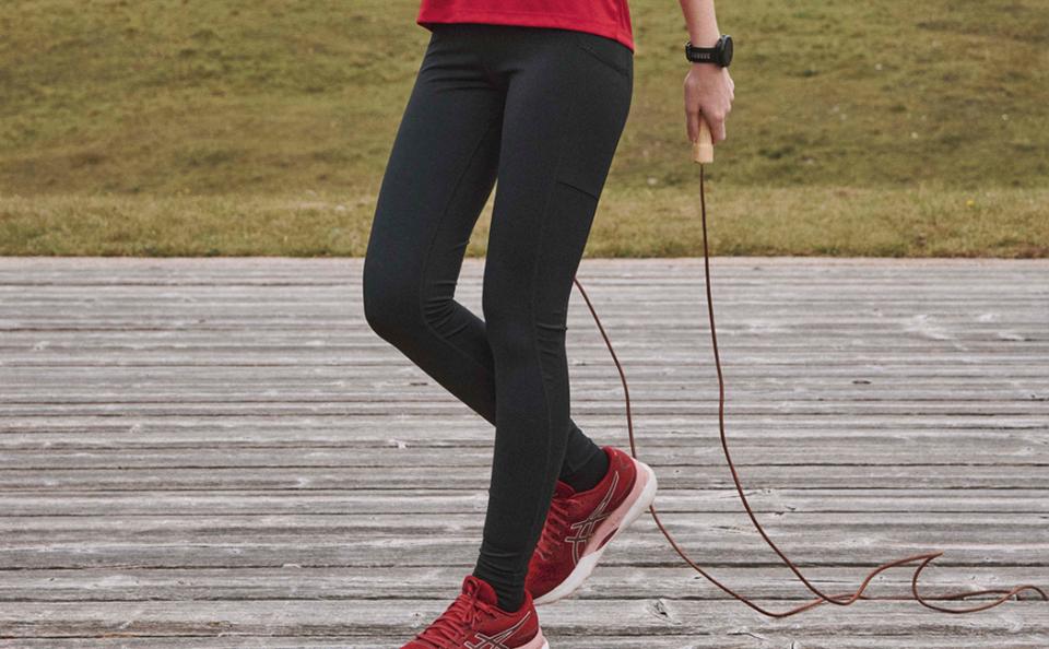 Dame løbe tights m. lange ben, lår stik lommer